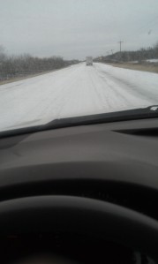 This was what the icy road looked like for most of the nine hours of the trip